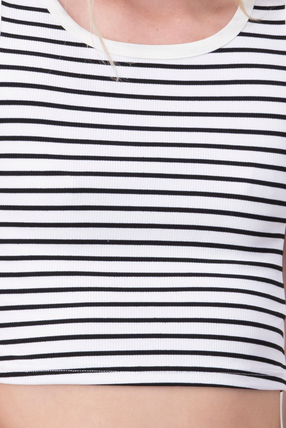 Top acanalado líneas bicolor NEGRO COMBO