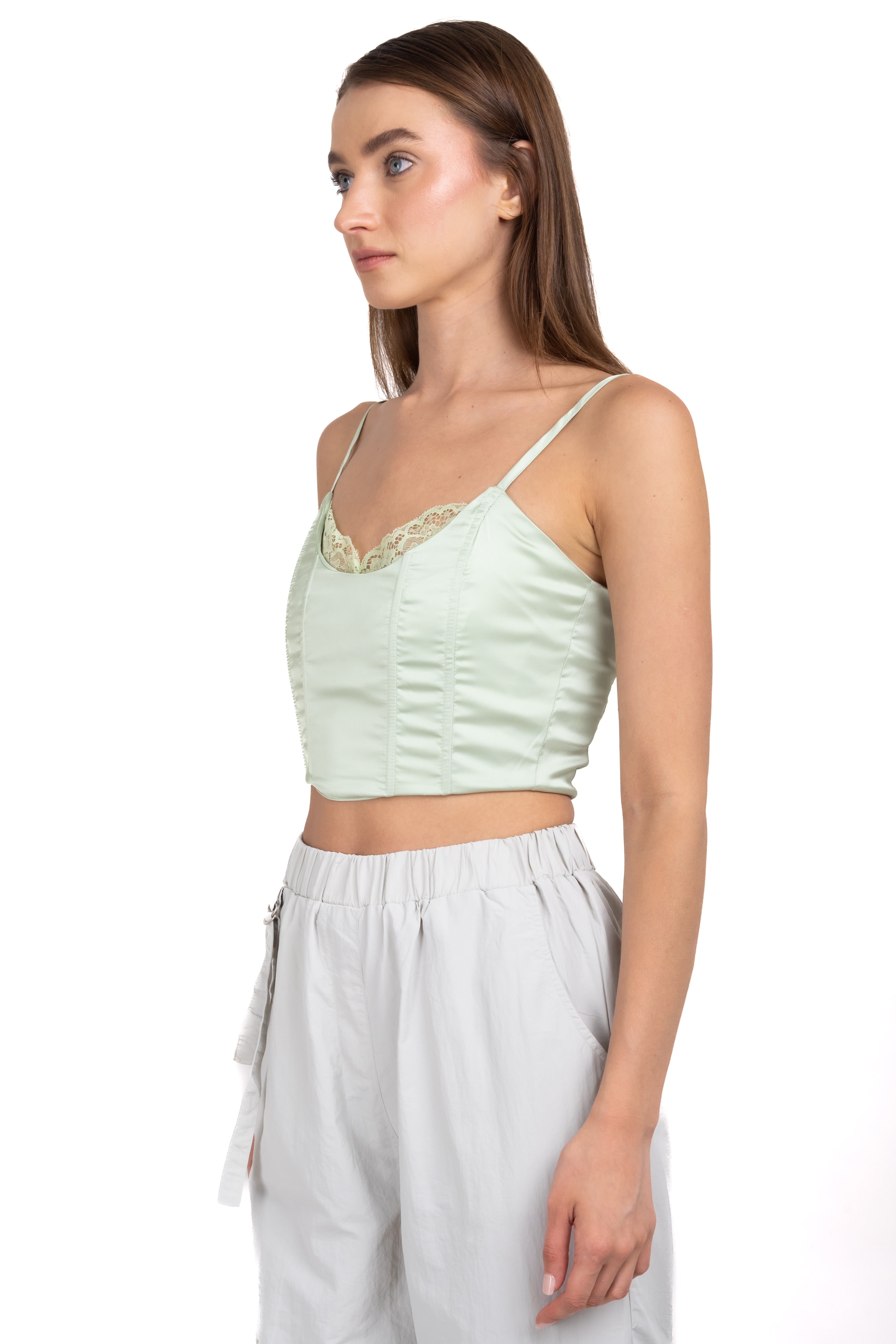 Top corset satinado encaje MENTA