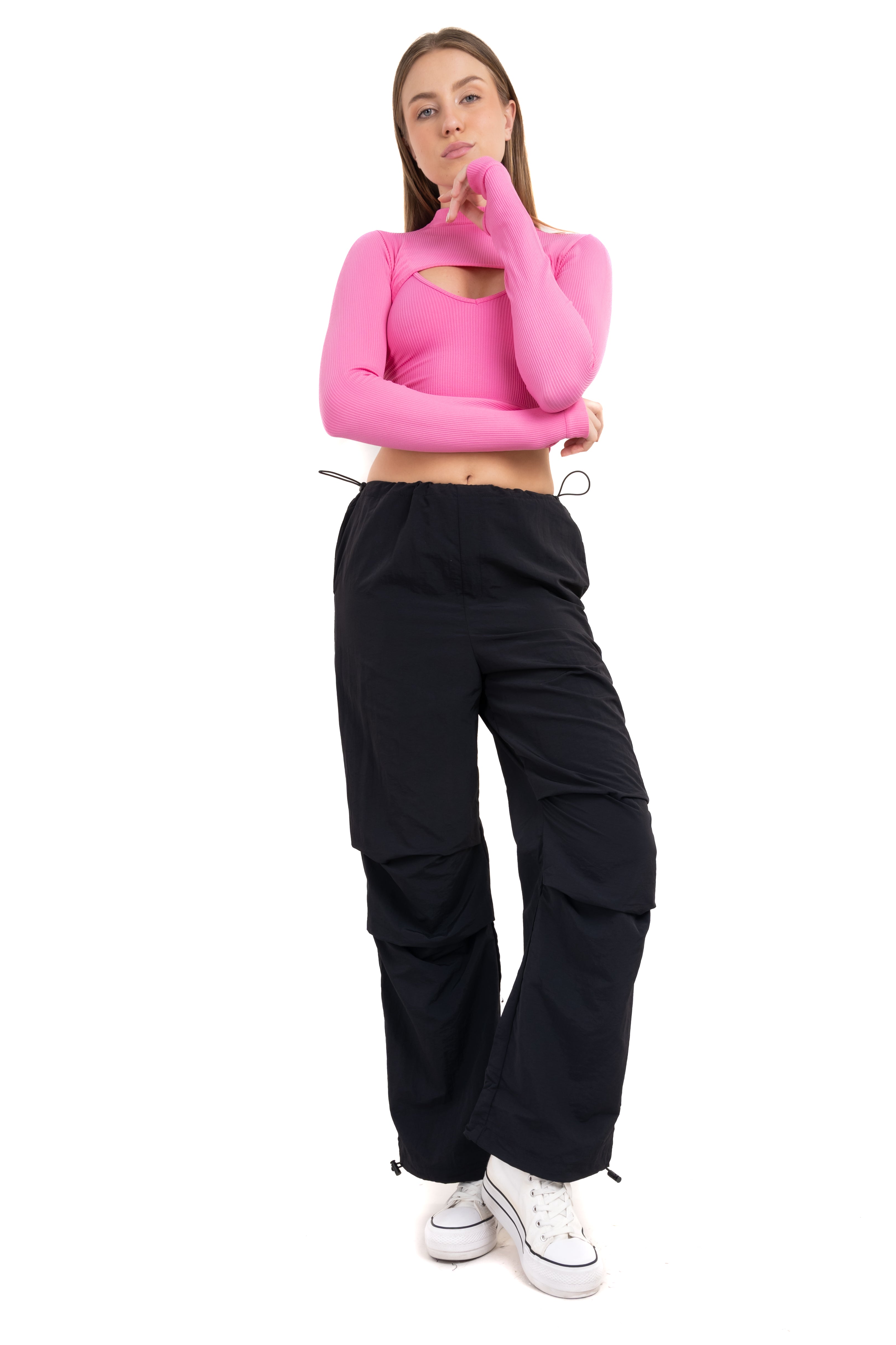 Pantalón parachute bolsas NEGRO