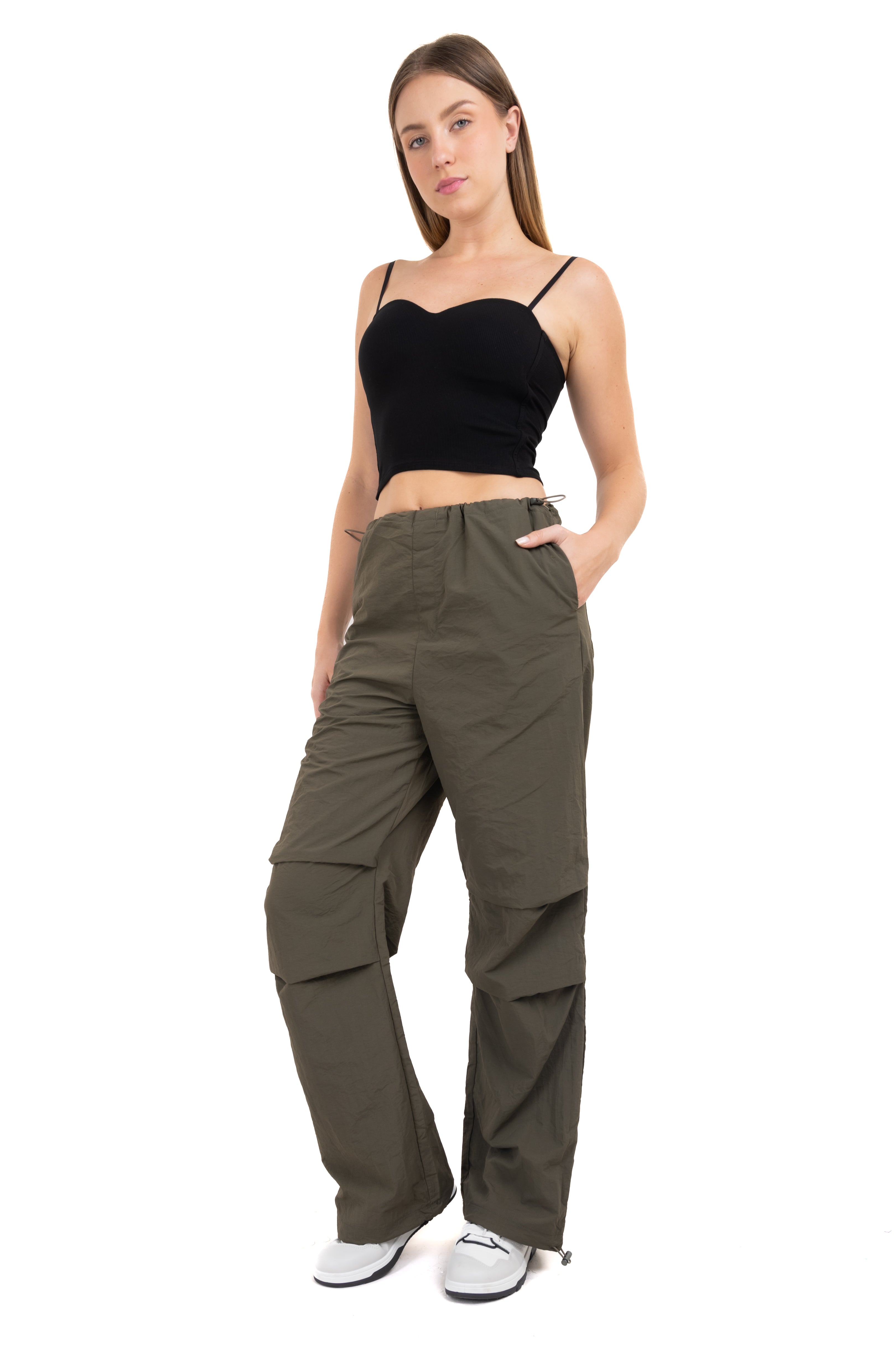 Pantalón parachute bolsas OLIVO