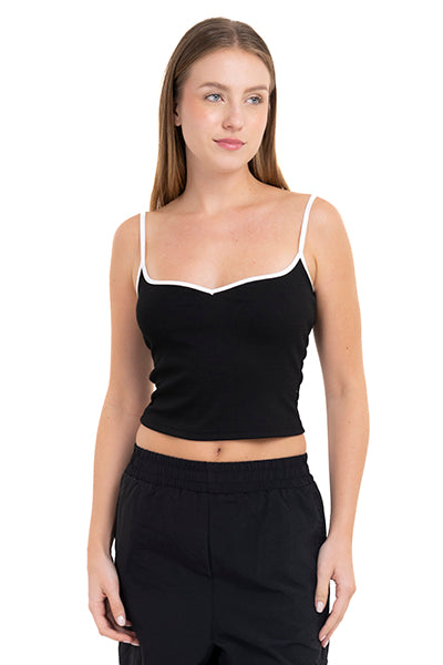 Top tirantes borde bicolor NEGRO