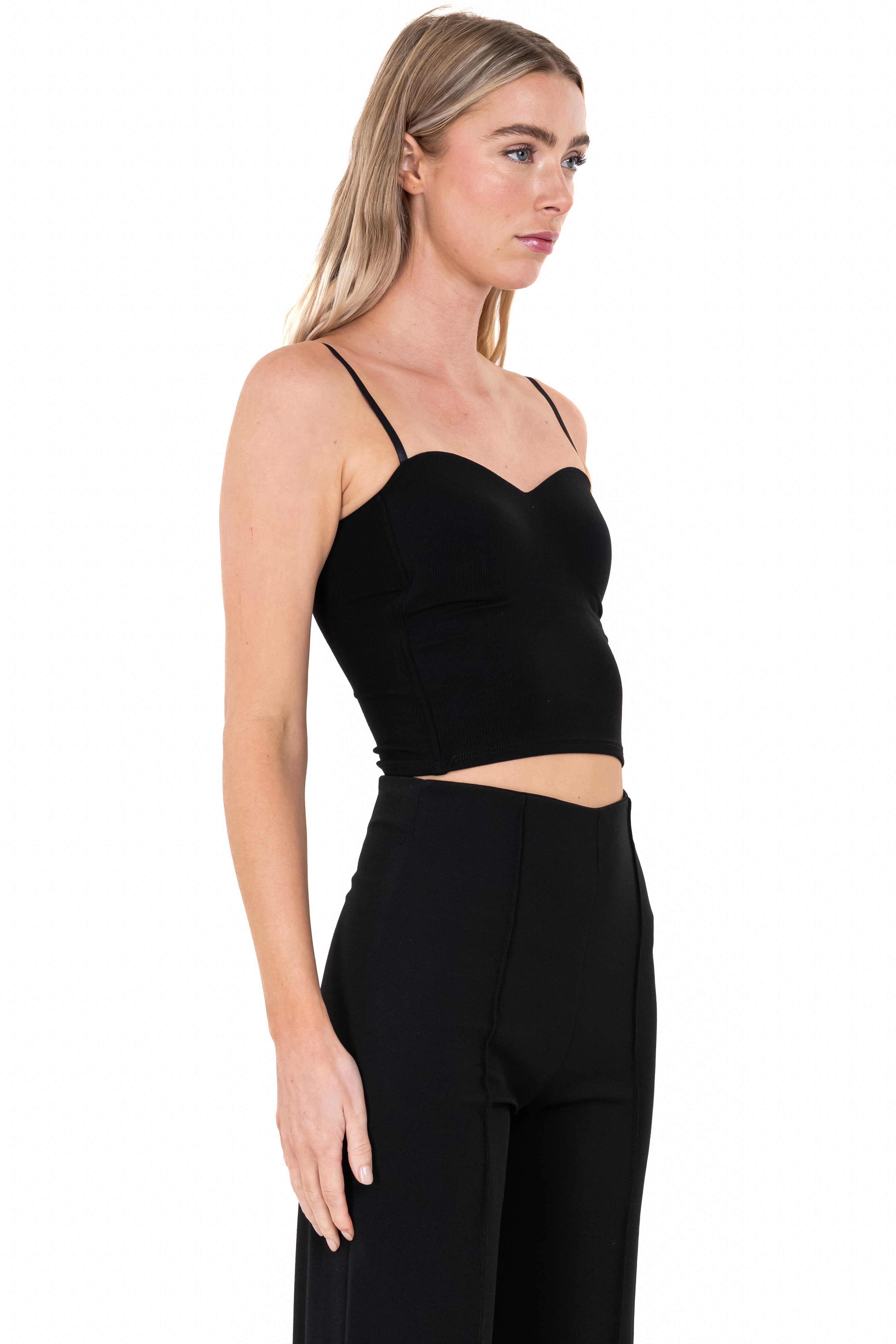 Top escote corazón copas tirantes NEGRO