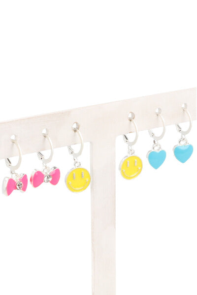 3Pr Aretes Happy Face AMARILLO