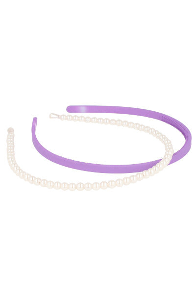 Set 2 Piezas Diadema Perlas MORADO