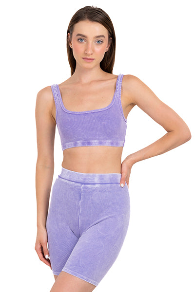 Top crop acanalado tie dye LILA