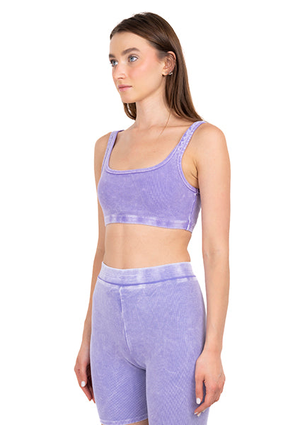 Top crop acanalado tie dye LILA