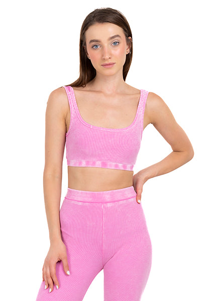 Top crop acanalado tie dye ROSA