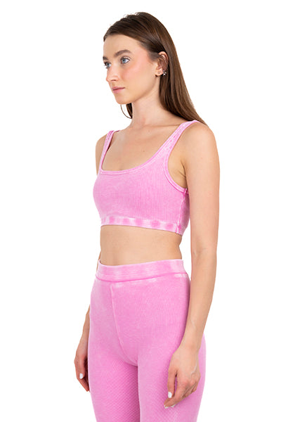 Top crop acanalado tie dye ROSA