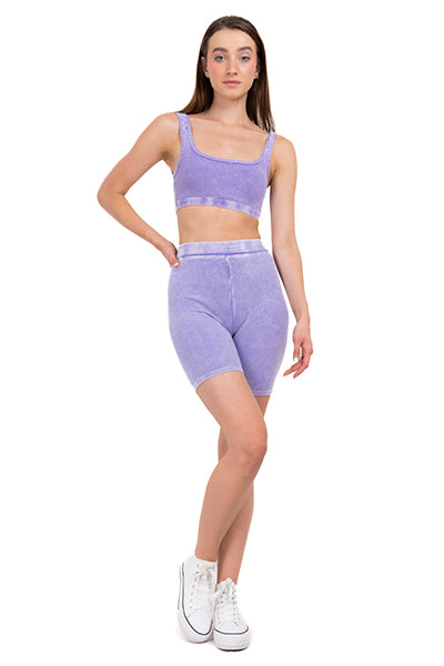 Short biker acanalado tie dye LILA