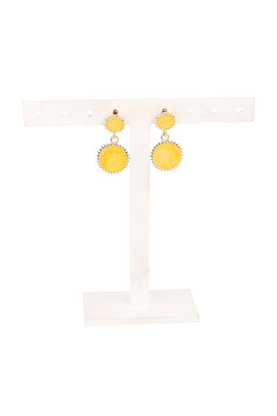 Aretes Doble Circulo Mármol AMARILLO