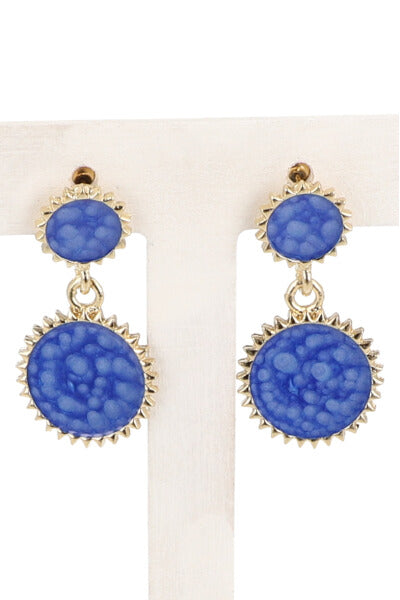 Aretes Doble Circulo Mármol AZUL