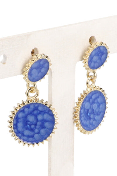 Aretes Doble Circulo Mármol AZUL