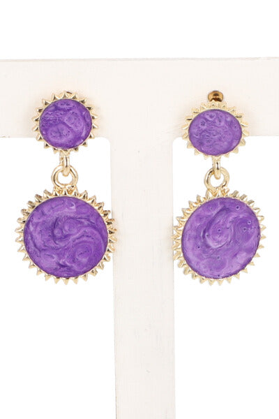 Aretes Doble Circulo Mármol MORADO