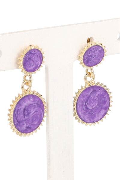 Aretes Doble Circulo Mármol MORADO