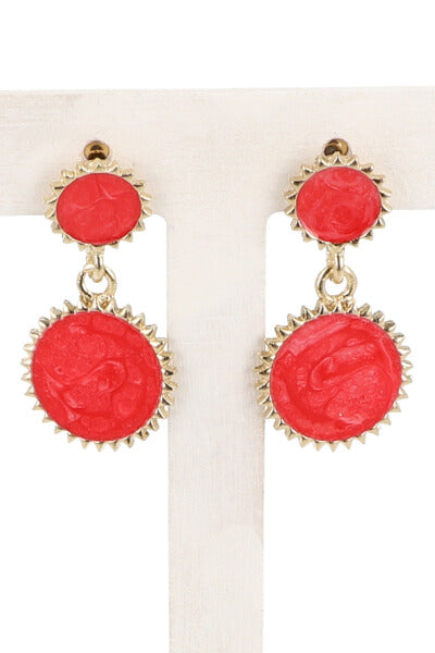 Aretes Doble Circulo Mármol ROJO