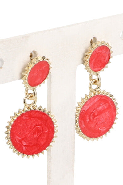 Aretes Doble Circulo Mármol ROJO