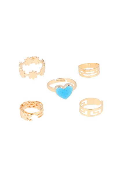 5Pr Anillos Corazon AZUL