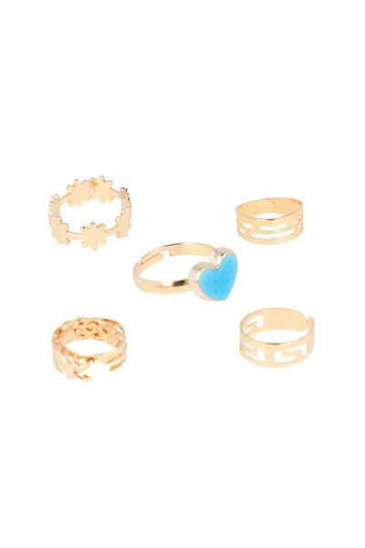5Pr Anillos Corazon AZUL