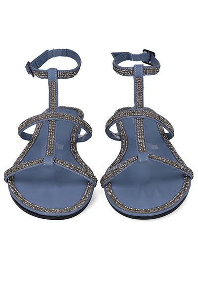 Sandalia gladiador brillos AZUL CIELO