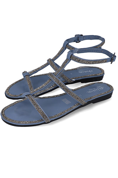 Sandalia gladiador brillos AZUL CIELO