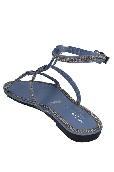 Sandalia gladiador brillos AZUL CIELO