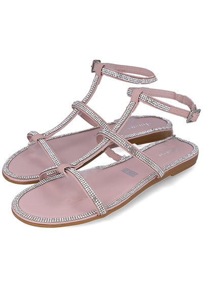 Sandalia gladiador brillos BLUSH