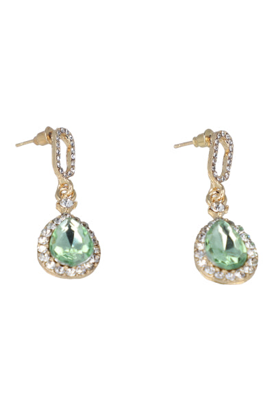 Aretes Gota Brillos VERDE