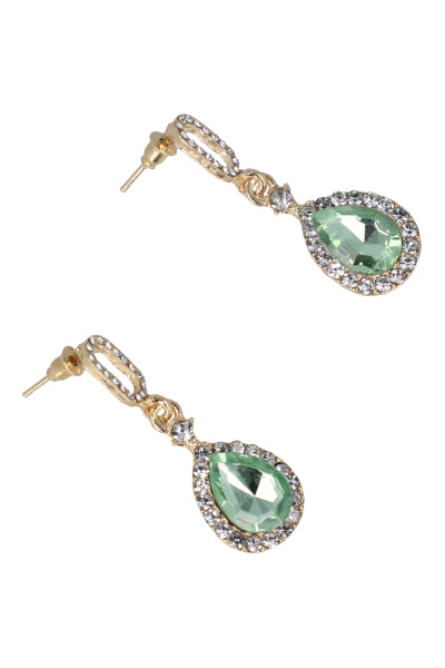 Aretes Gota Brillos VERDE