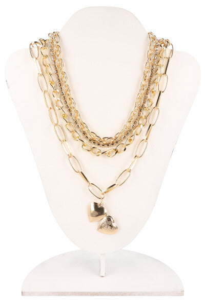 Collar 4 C Cadenas Corazon ORO