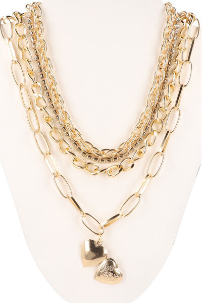 Collar 4 C Cadenas Corazon ORO