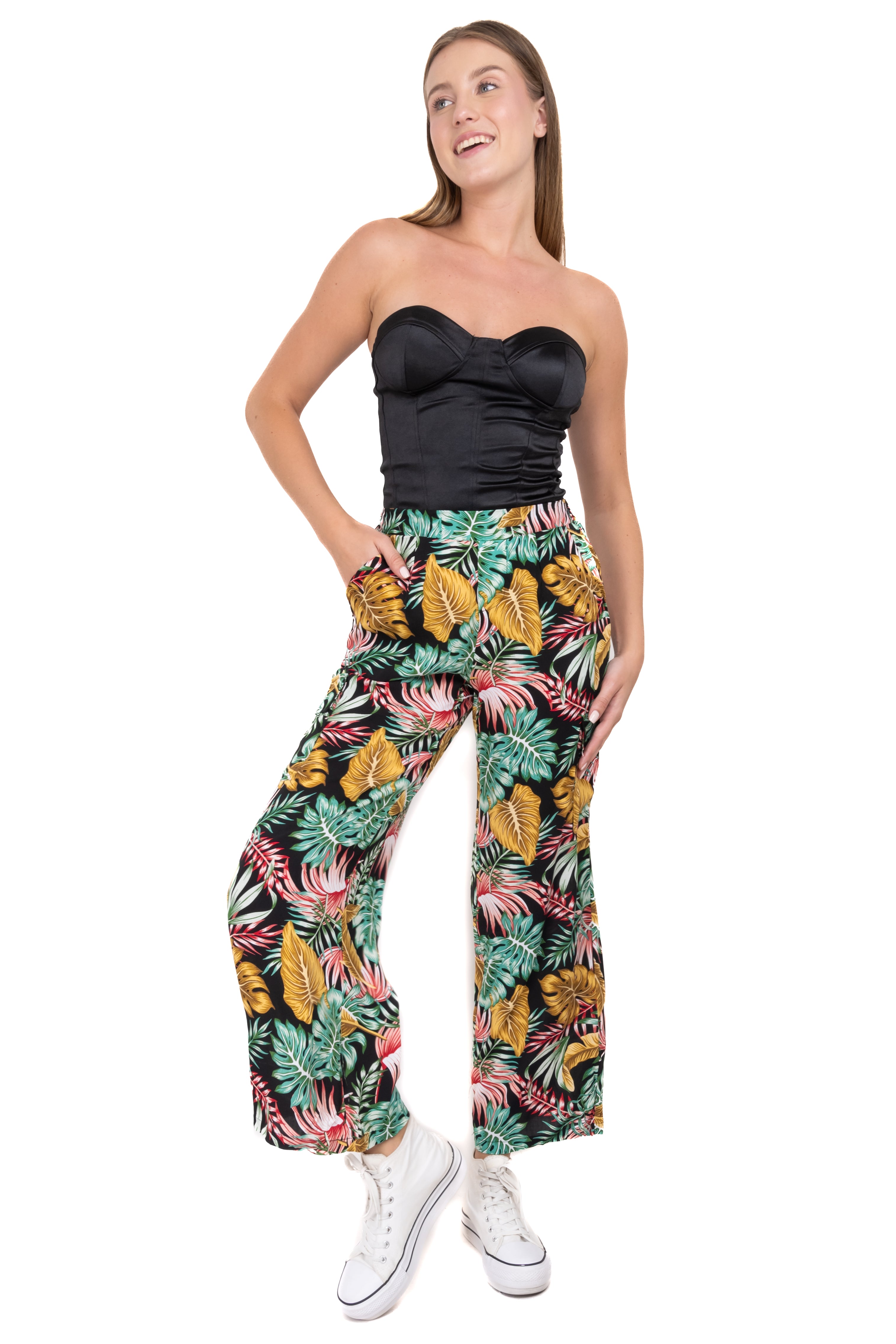 Pantalón amplio cargo estampado NEGRO COMBO