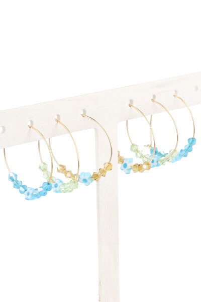 3 Pr Arracadas Flor AZUL
