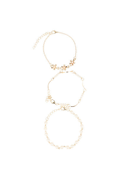 3P Pulsera Flores Perla ORO