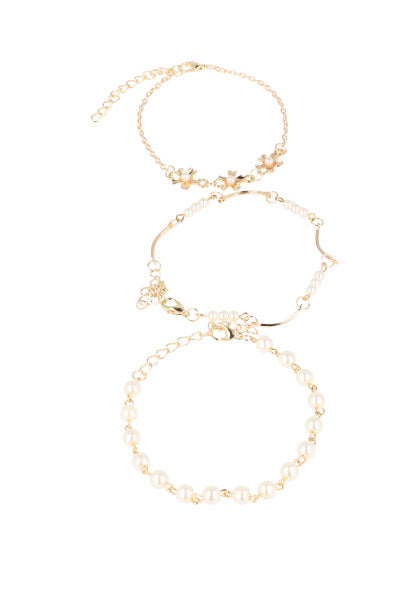 3P Pulsera Flores Perla ORO