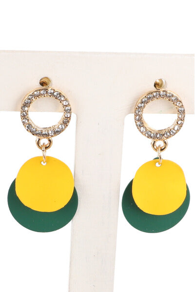 Aretes Doble Circulo Color Brillos VERDE