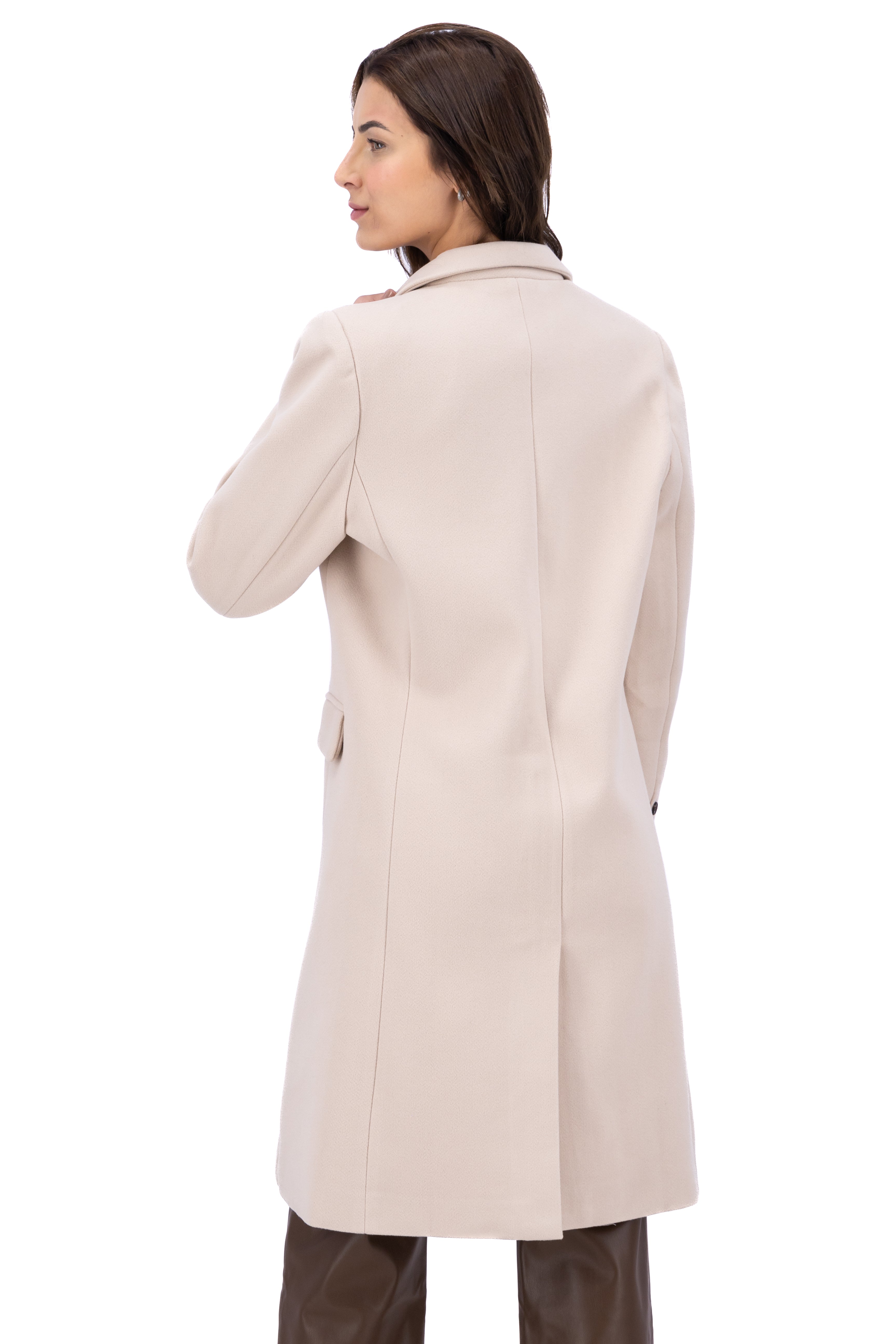 Abrigo midi cruzado botones BEIGE