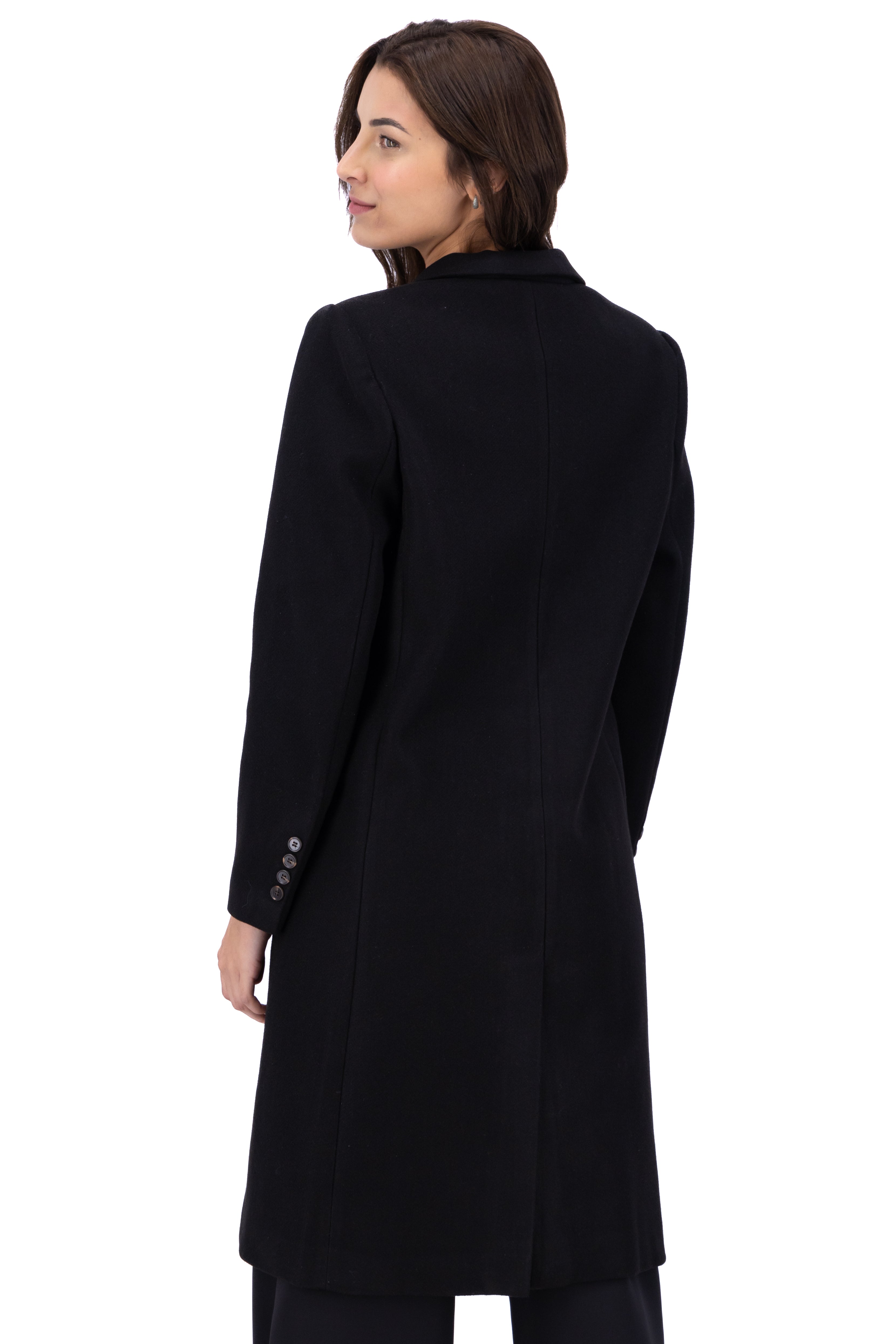 Abrigo midi cruzado botones NEGRO