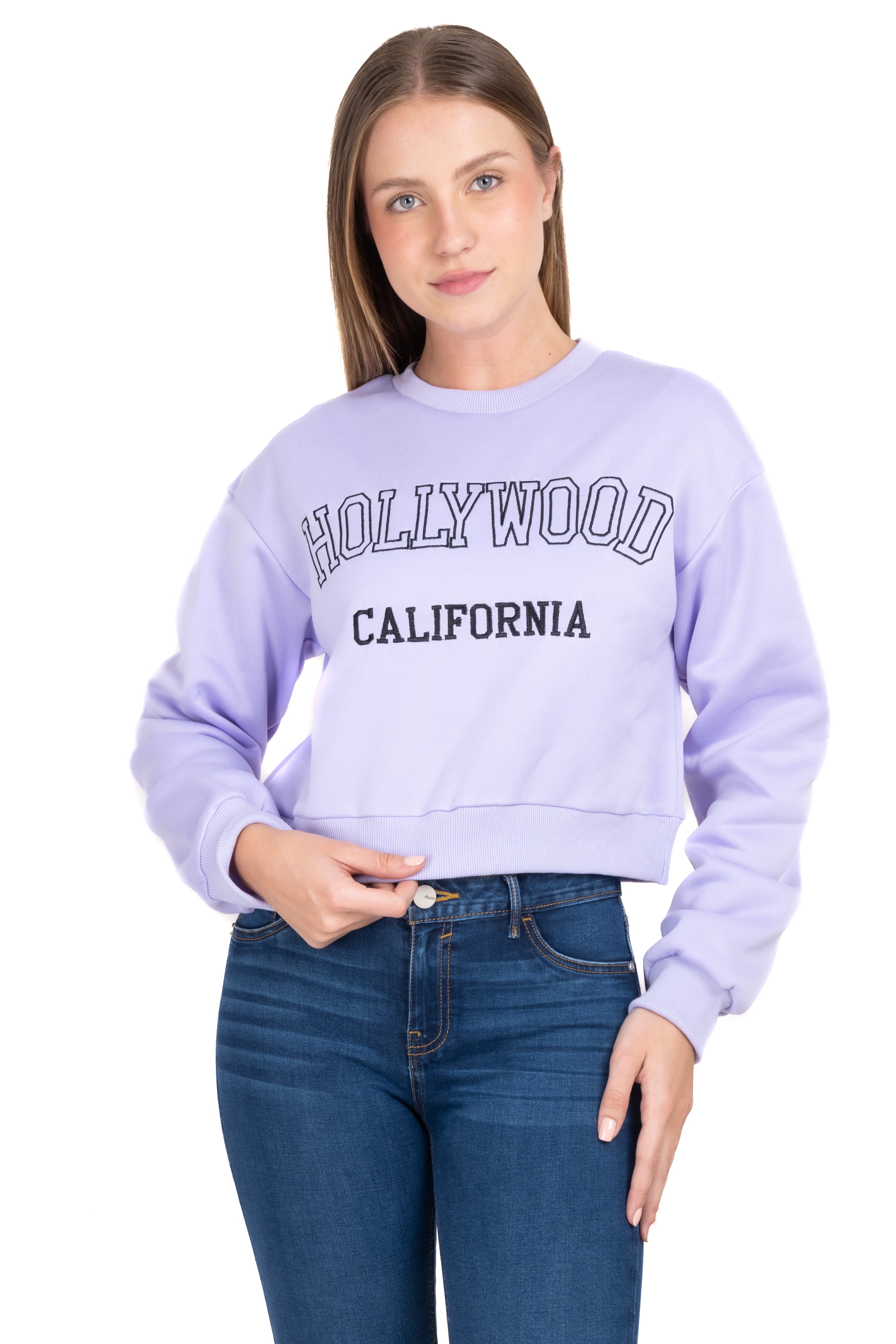 Sudadera crop Hollywood LAVANDA