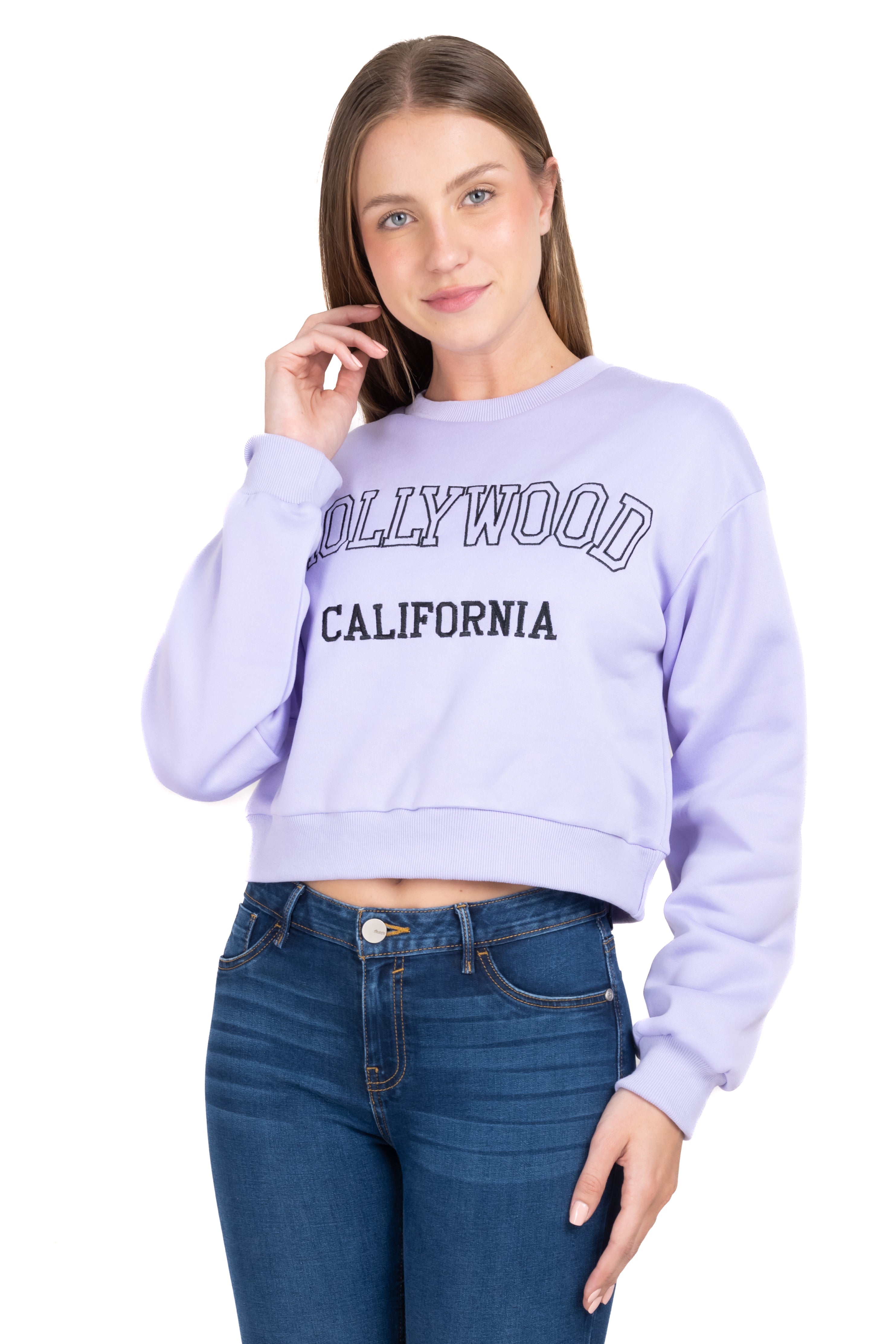 Sudadera crop Hollywood LAVANDA