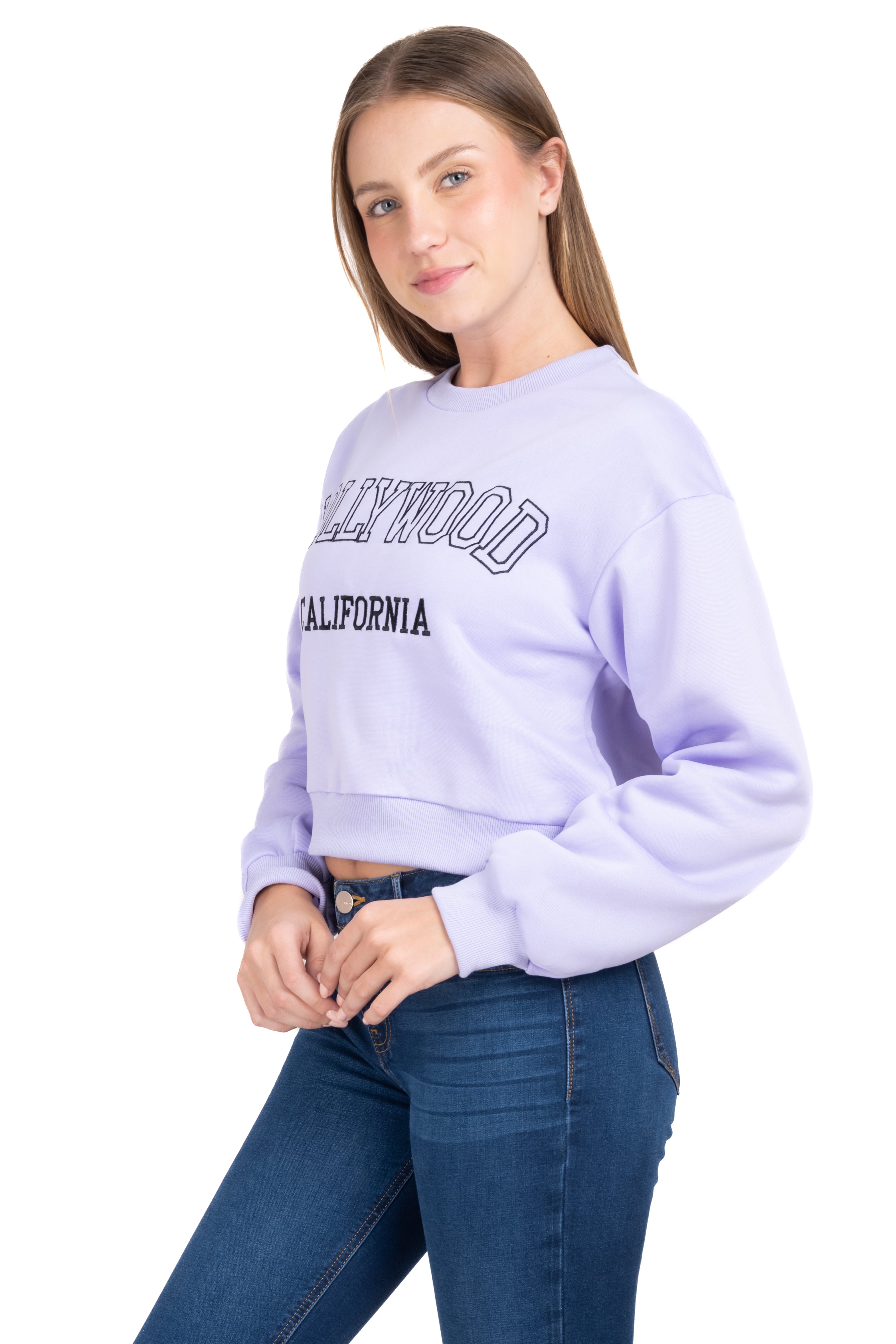 Sudadera crop Hollywood LAVANDA