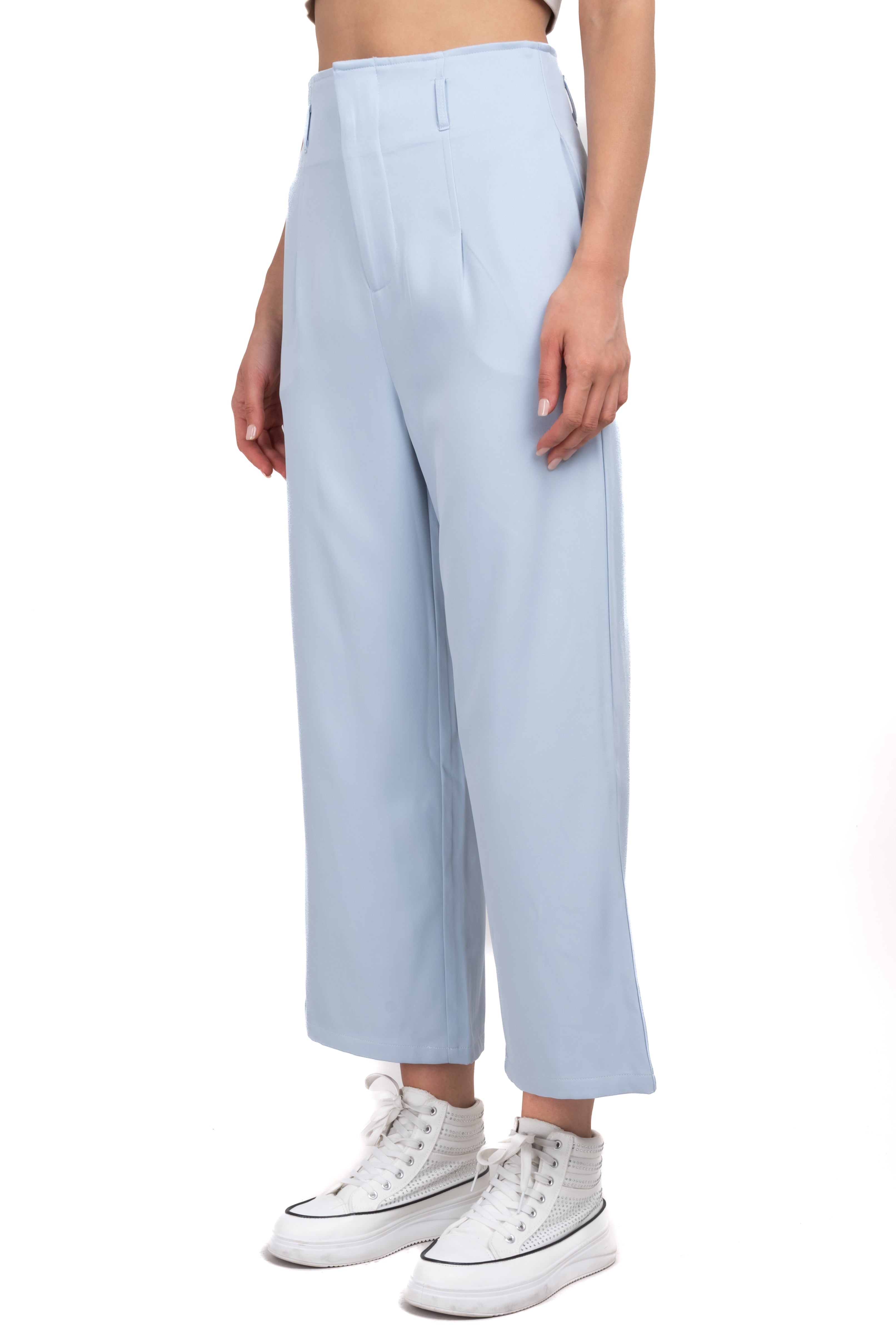 Pantalón cintura alta wide leg AZUL PASTEL