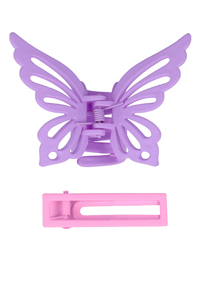 Set pinza mariposa broche LILA