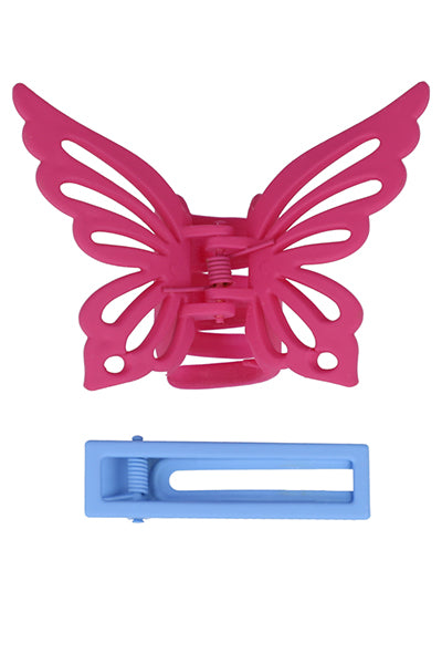 Set pinza mariposa broche ROSA