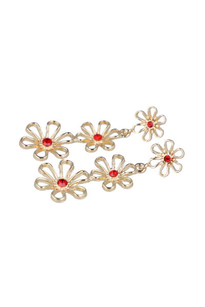 Aretes Triple Flor Silueta ROJO