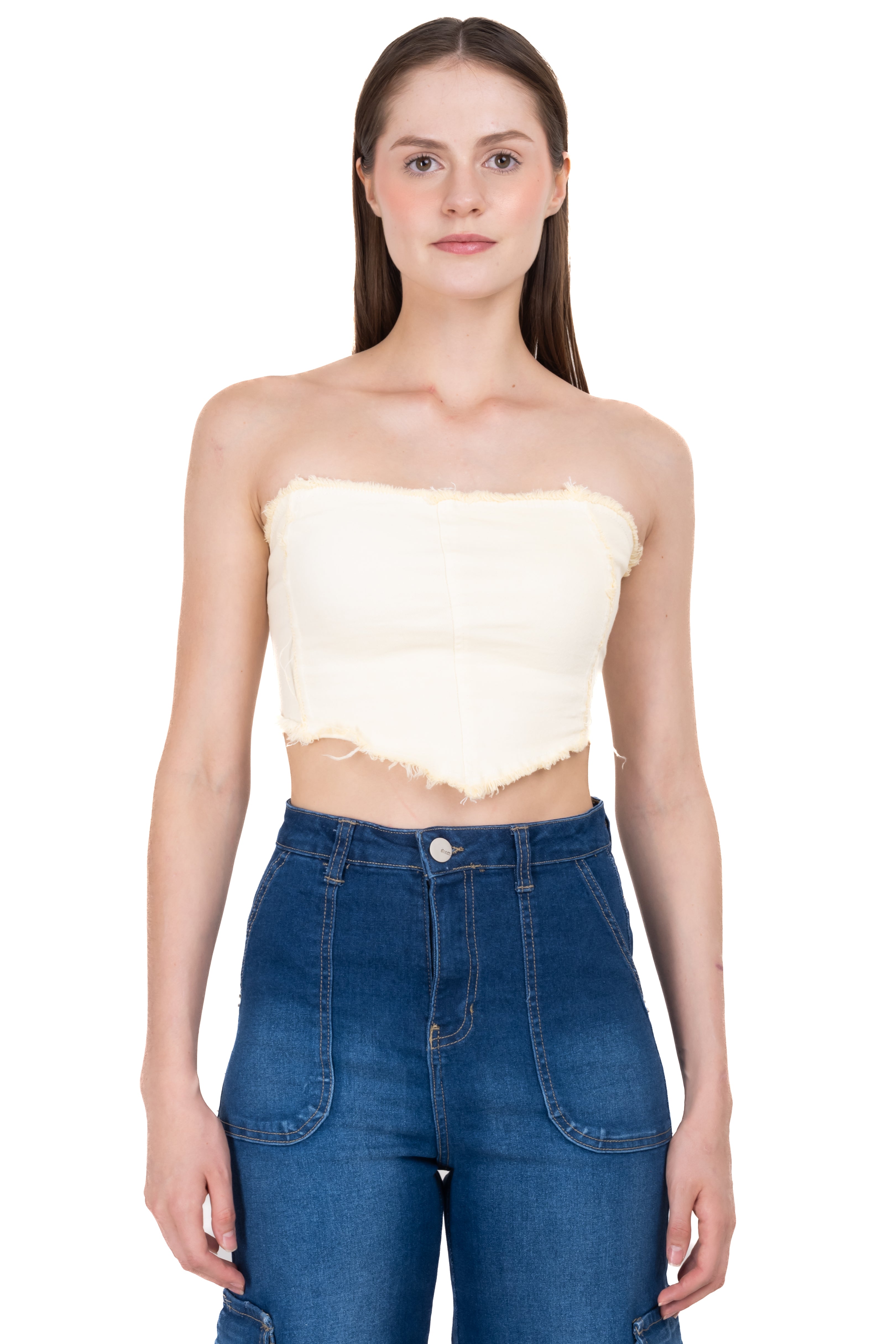 Top denim pañuelo lace up HUESO