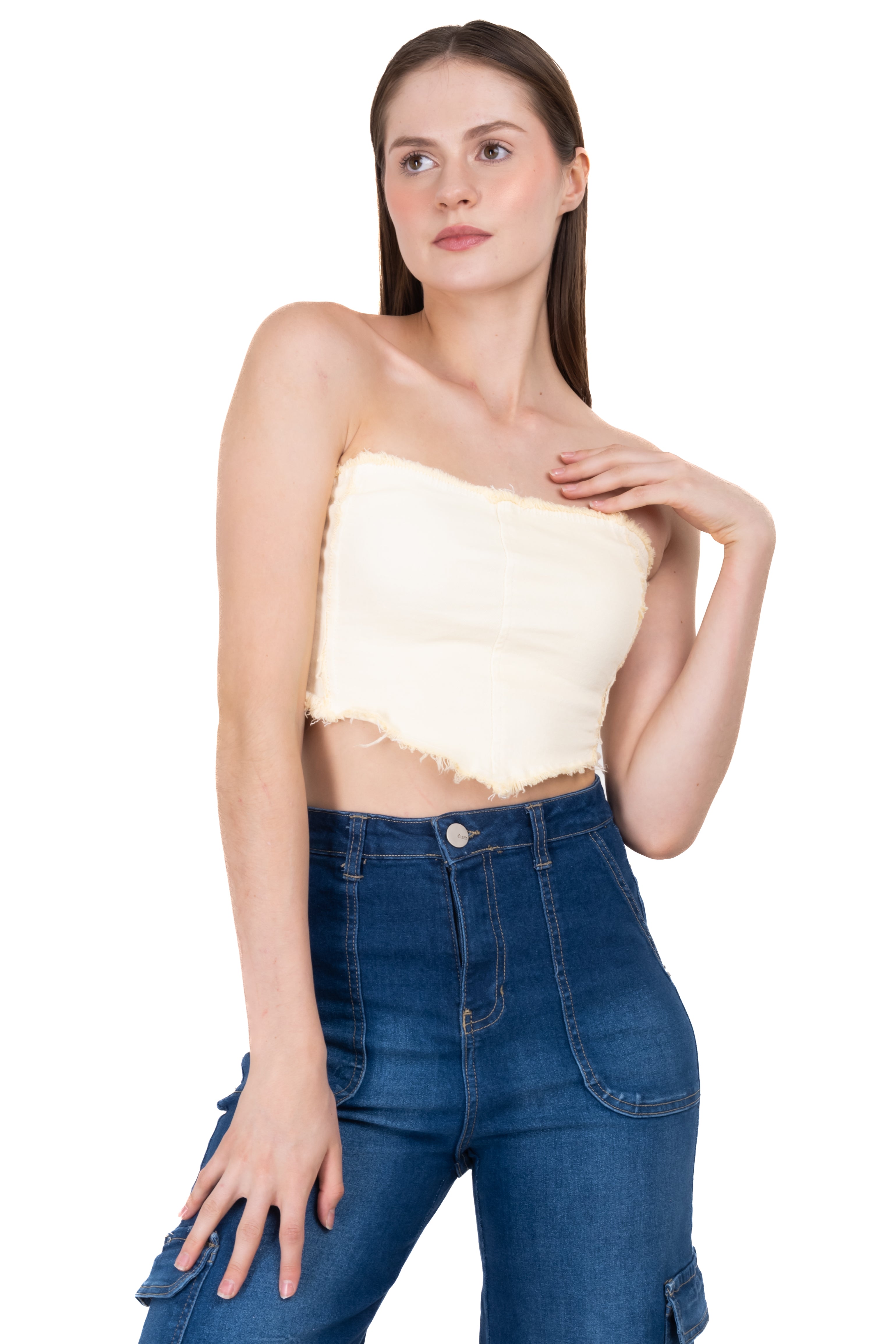 Top denim pañuelo lace up HUESO