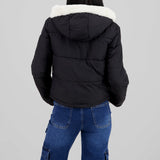 Chamarra puffer gorrito peluche
