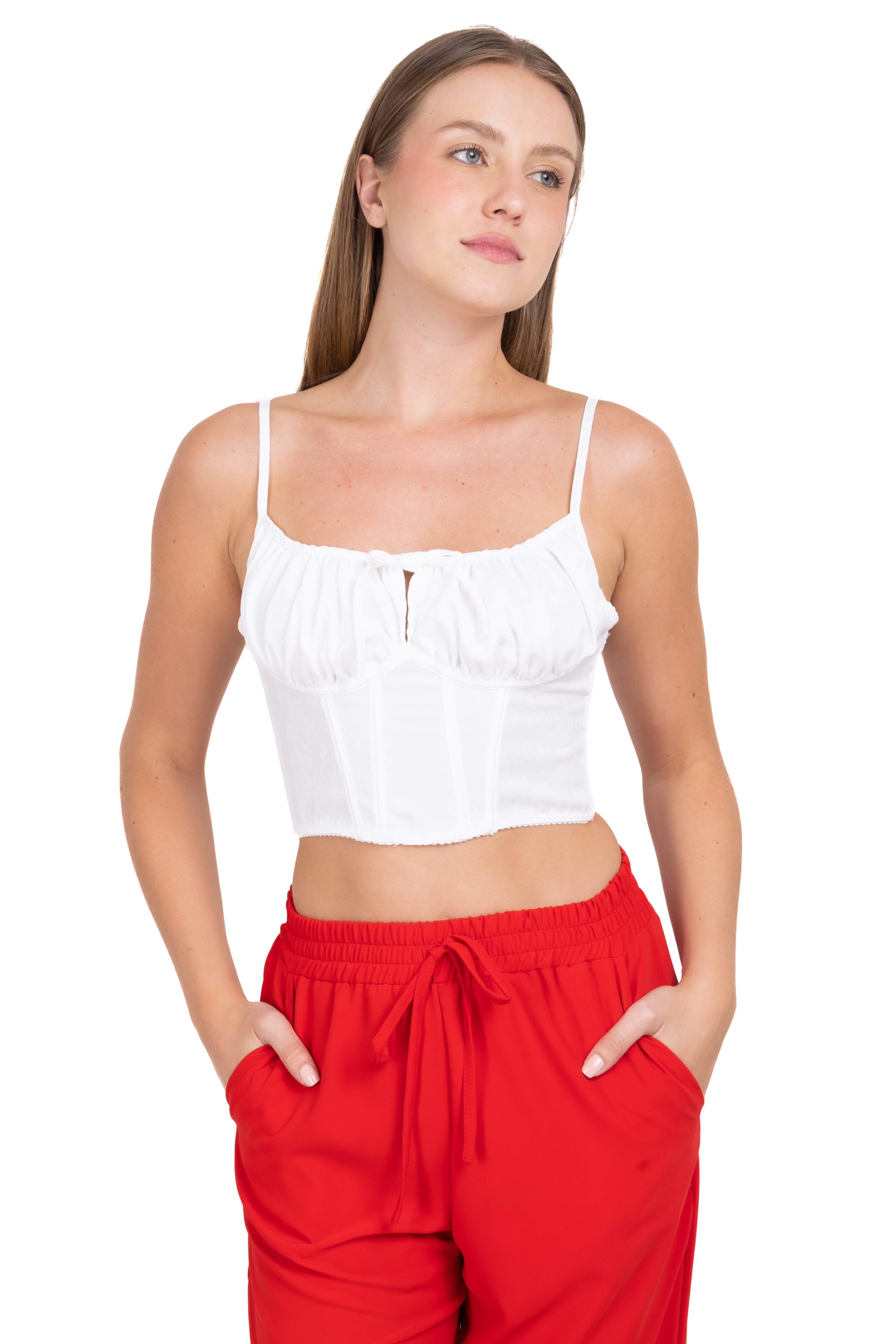 Top bustier busto fruncido BLANCO