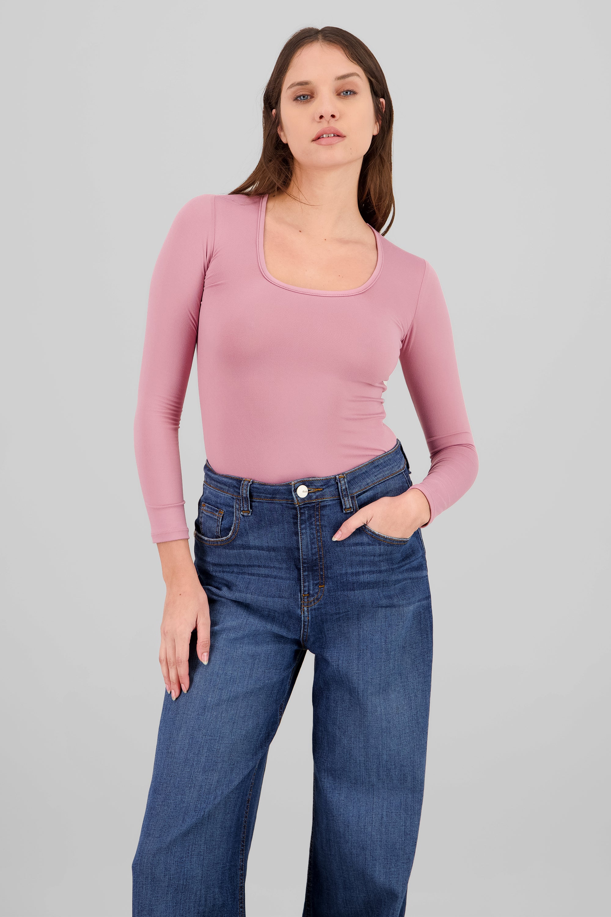 Bodysuit Liso Escote Cuadrado PALO DE ROSA