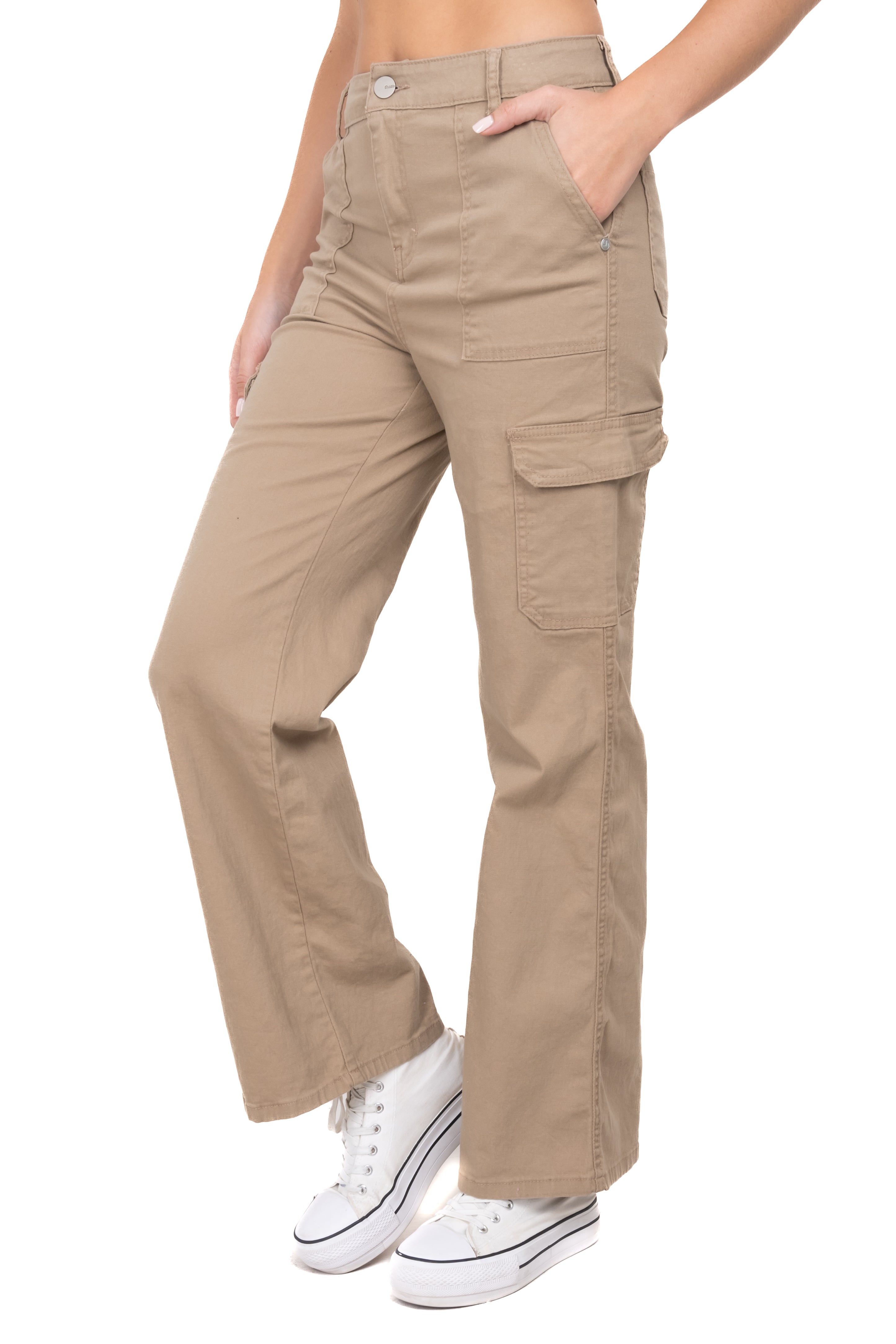 Jeans cargo wide leg KHAKI